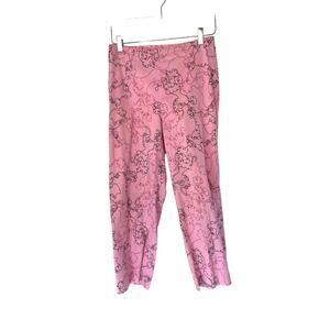 Michael Simon Pink Black Casual Resort Poodle Print Straight Leg Pants Size 6